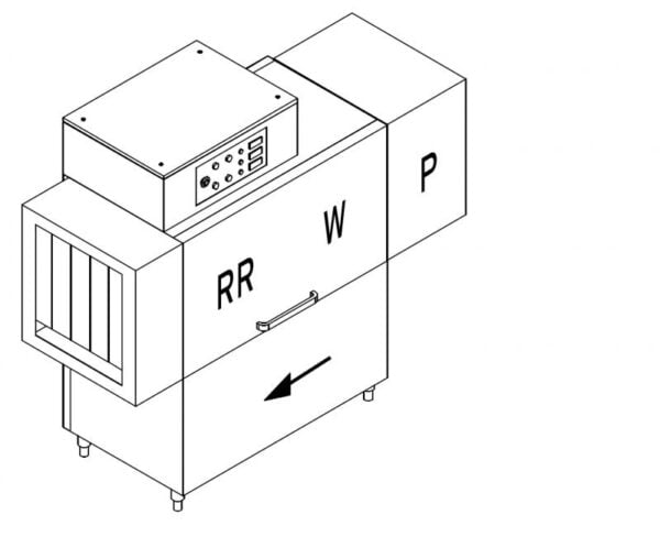 RX 144 E Folyamatos üzemű kosártovábbítós mosogatógép