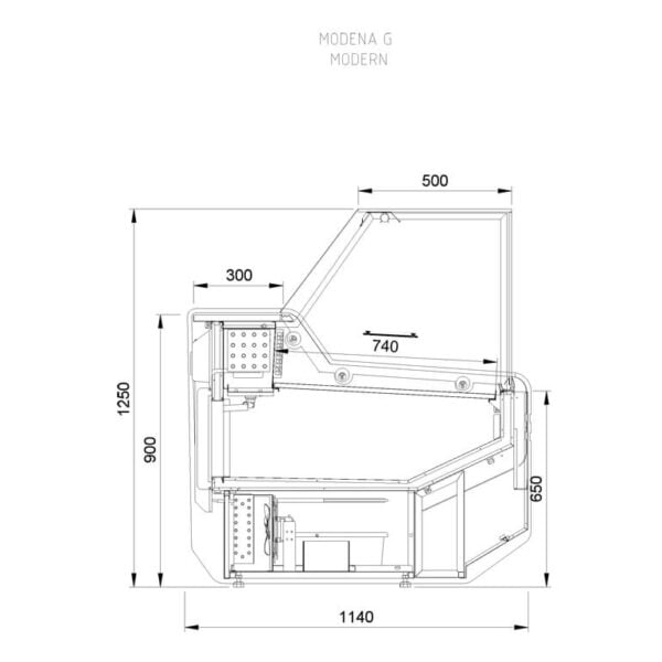 L-1 MD/G/SP 110 MODENA MODERN Csemegepult beép. aggr. (statikus)