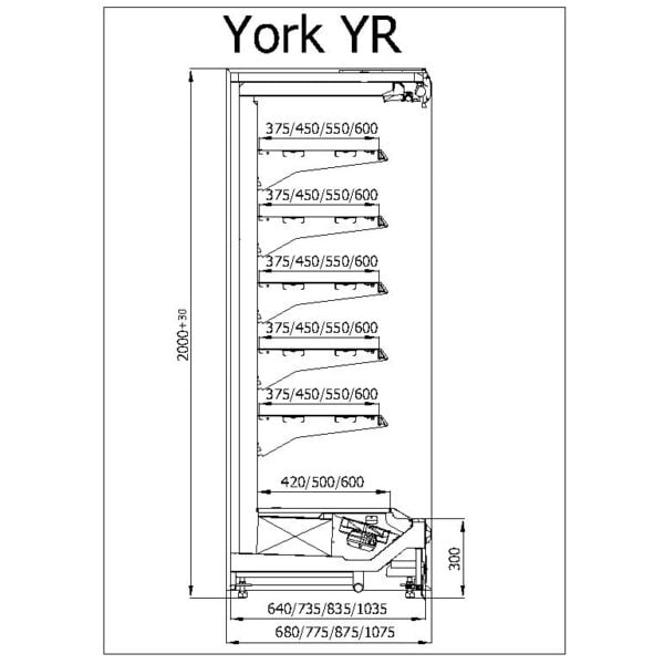 R-1 YR 70/200 YORK Hűtött faliregál telep. aggr.