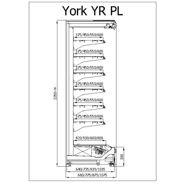 R-1 YR PL 70/225 YORK PLUS Hűtött faliregál telep. aggr.