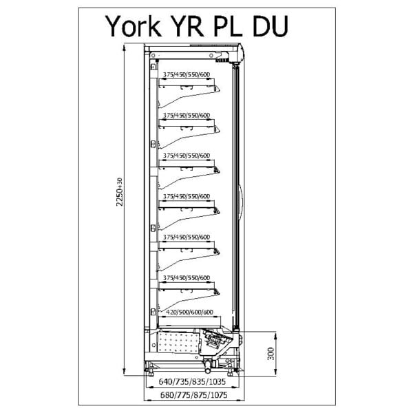 R-1 YR PL 70/225 YORK PLUS Hűtött faliregál telep. aggr.