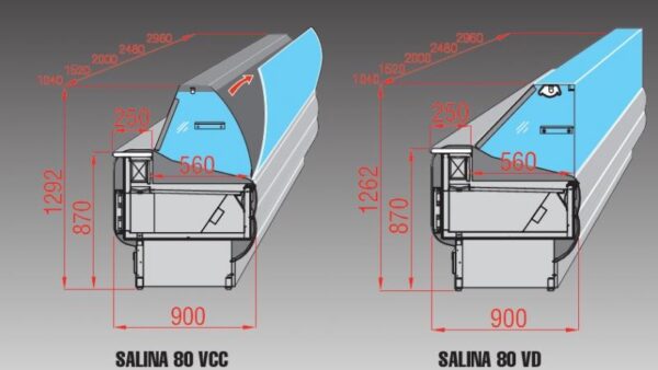 SALINA Csemegepult család hajlított üveggel