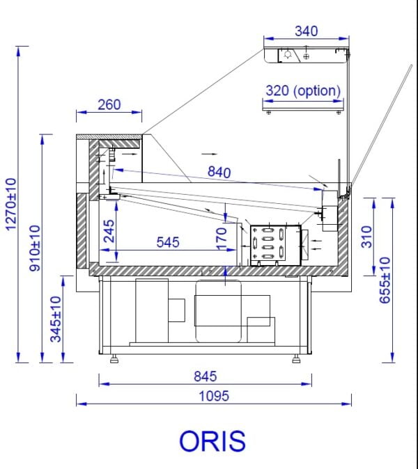 ORIS Csemegepult beépített aggr. (ventilációs)