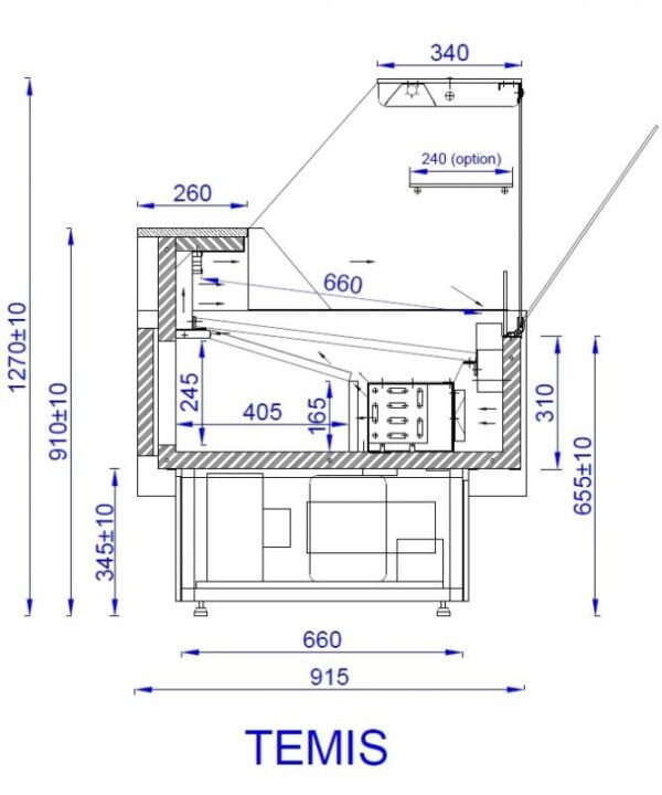 TEMIS Csemegepult beépített aggr. (ventilációs)